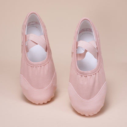 Pink Ballet Dance Shoes – Elastic Cross Strap Practice Flats