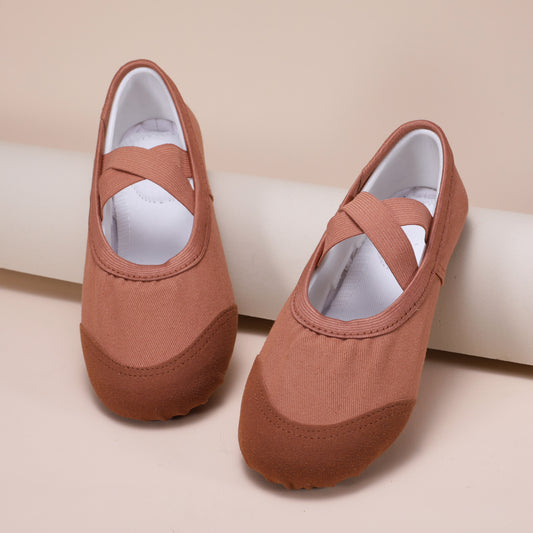 Terracotta Ballet Dance Shoes – Elastic Cross Strap Practice Flats