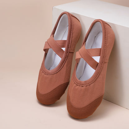 Terracotta Ballet Dance Shoes – Elastic Cross Strap Practice Flats