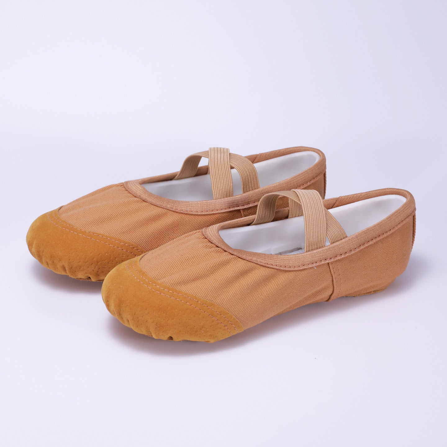 Brown Ballet Dance Shoes – Elastic Cross Strap Practice Flats