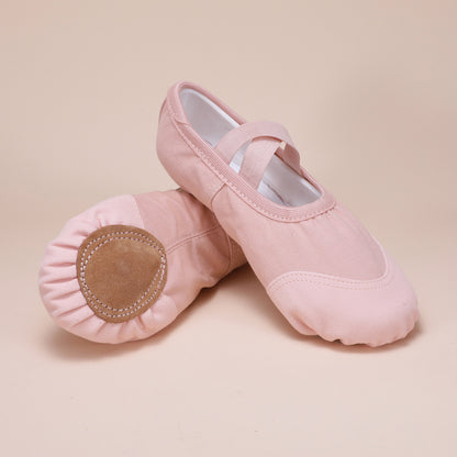 Pink Ballet Dance Shoes – Elastic Cross Strap Practice Flats
