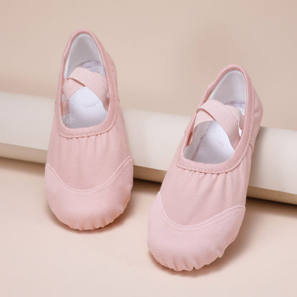 Pink Ballet Dance Shoes – Elastic Cross Strap Practice Flats
