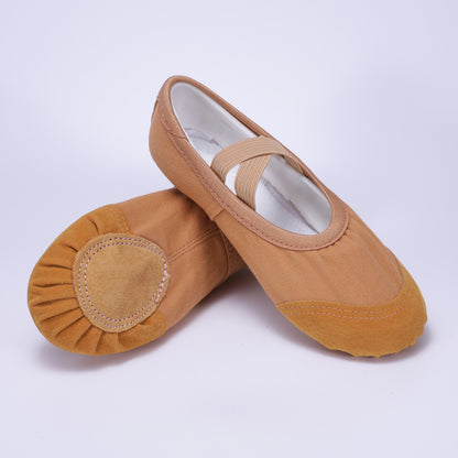 Brown Ballet Dance Shoes – Elastic Cross Strap Practice Flats