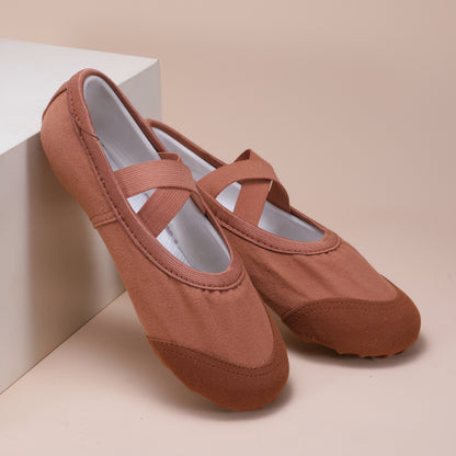 Terracotta Ballet Dance Shoes – Elastic Cross Strap Practice Flats